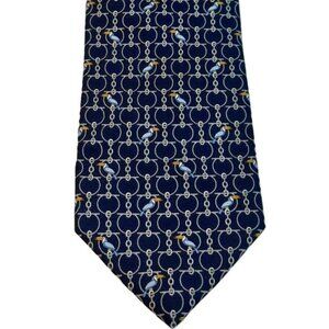 Salvatore Ferragamo Men's Tie Navy Blue 100% Silk (NEW)